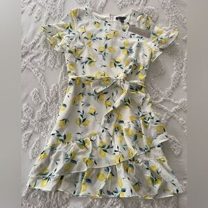 Banana Republic Frill Fit-and-Flare Lemon Print Dress